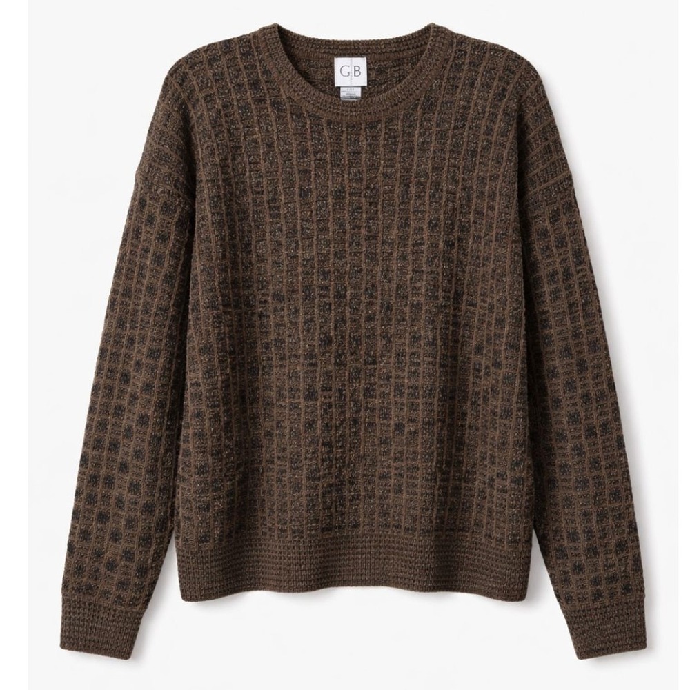Vintage Geoffrey Beene Large Textured Knit Sweater Brown Grunge 80s Retro